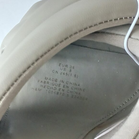 H&M Mules Heels Sandals Quilt Taupe Grey Sz.39/US 8 - Picture 10 of 16